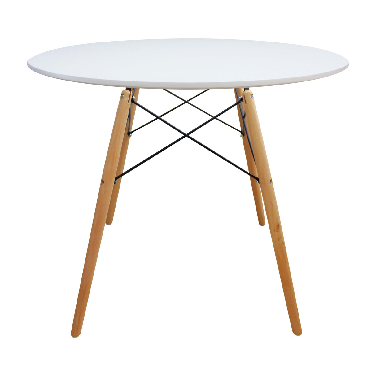 COMEDOR REDONDO TAPA BLANCA MÁS 4 SILLAS DKR TIPO EAMES BLANCAS