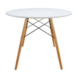 COMEDOR REDONDO TAPA BLANCA MÁS 4 SILLAS DKR TIPO EAMES BLANCAS