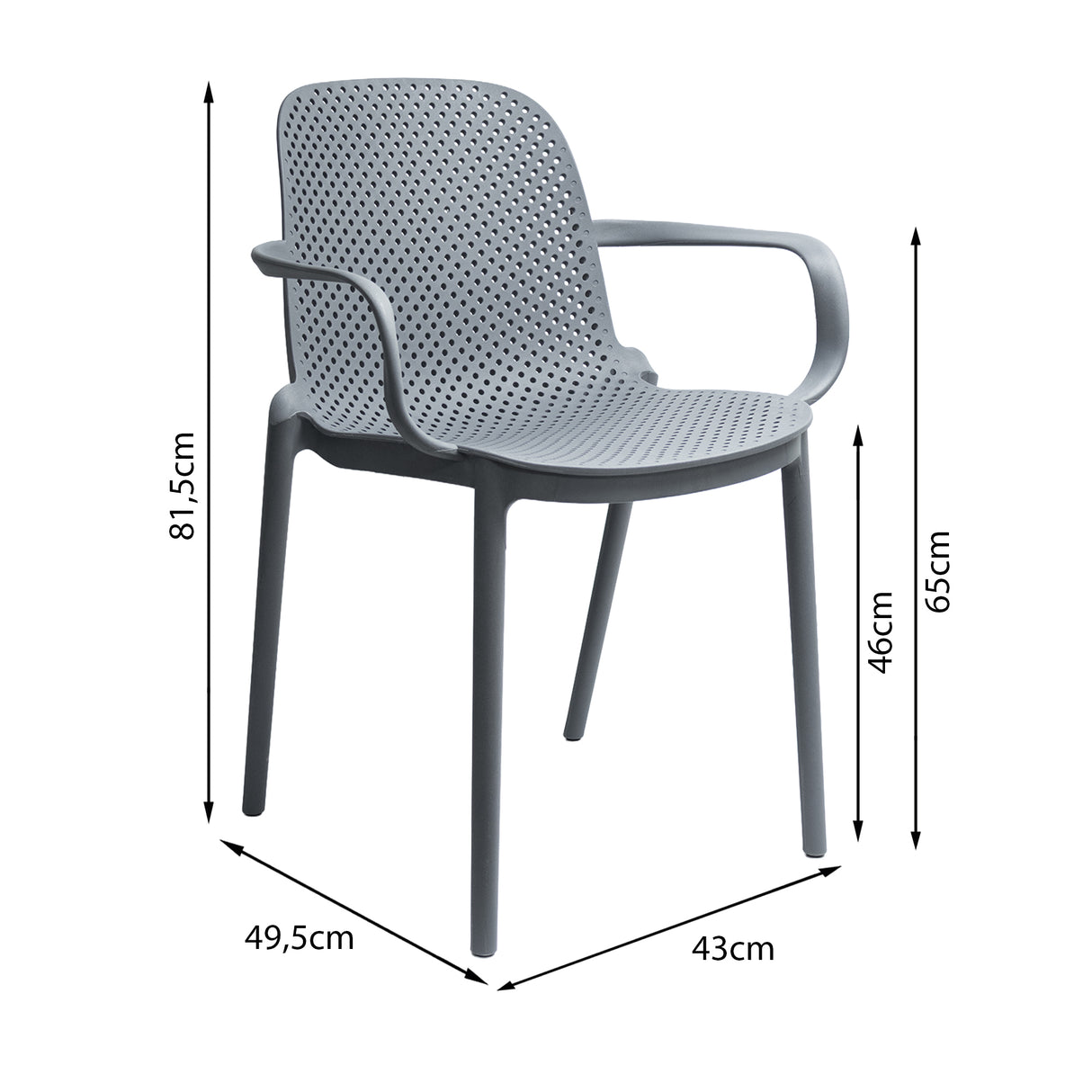 SET X 4 SILLA EXTERIOR BERLIN CON BRAZOS GRIS BOXBIT