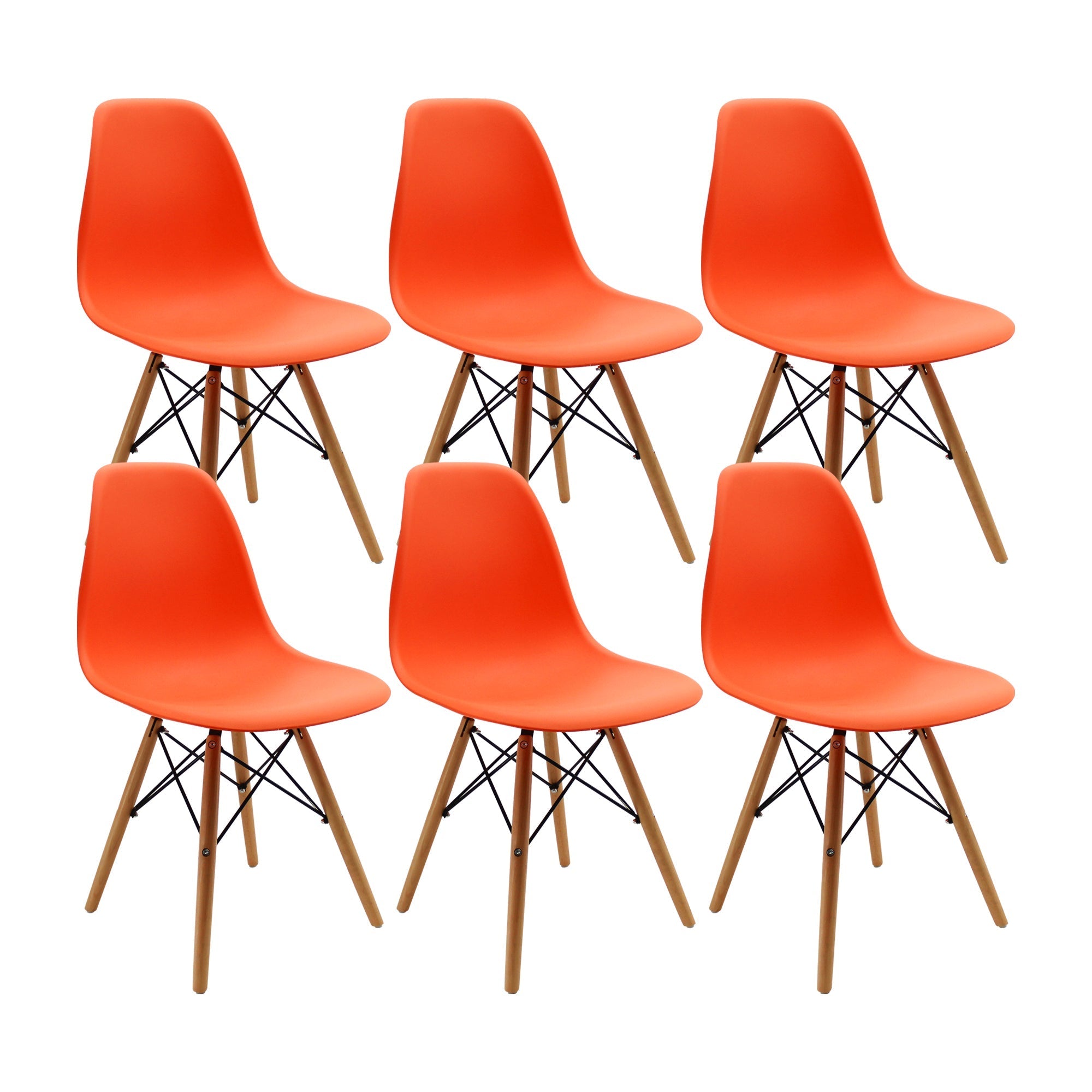 SET X 6 SILLAS DKR TIPO EAMES NARANJAS BOXBIT
