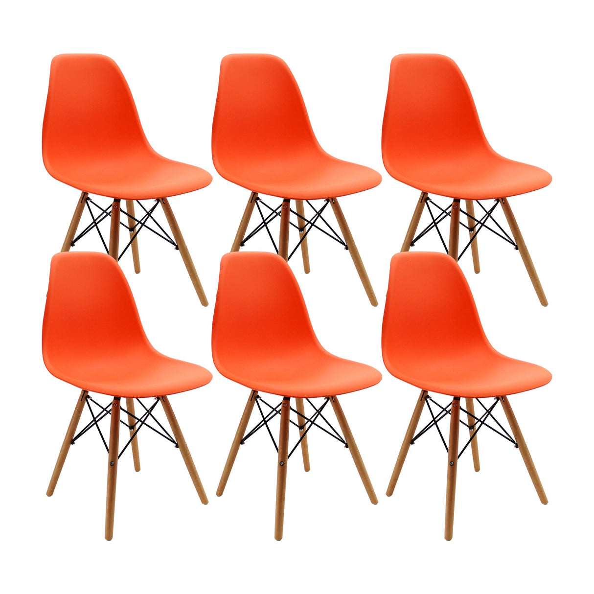SET X 6 SILLAS DKR TIPO EAMES NARANJAS BOXBIT