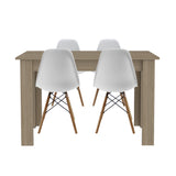 COMEDOR CUADRADO PORTOFINO MÁS 4 SILLAS DKR TIPO EAMES BLANCAS