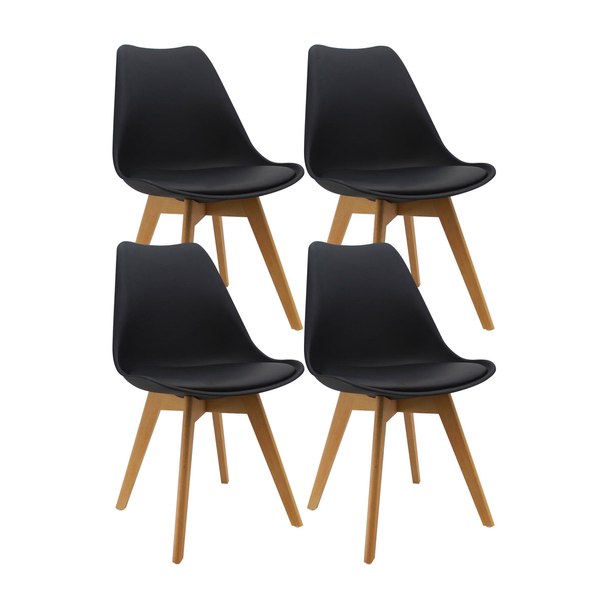 SET X 4 SILLAS JOLY NEGRAS BOXBIT