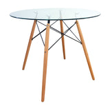 COMEDOR REDONDO TAPA VIDRIO MÁS 4 SILLAS CHARLA BEIGE