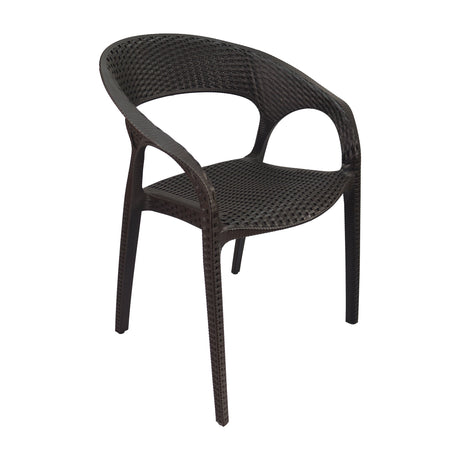 Set x4 Sillas Exterior Ratán Curve Café vista lateral — Boxbit