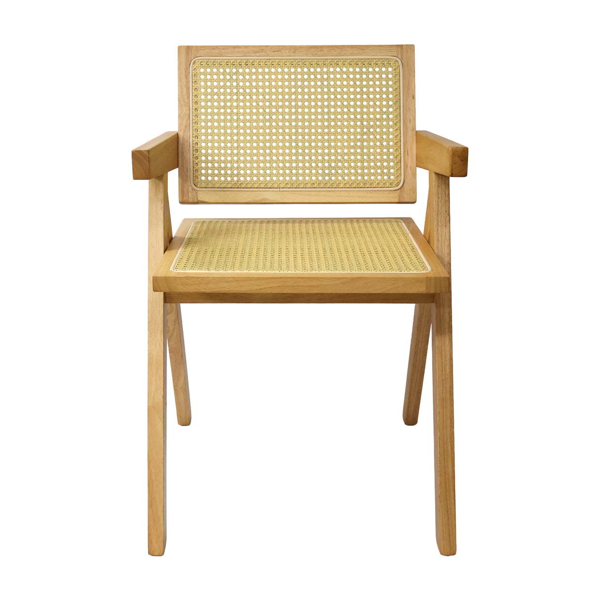 Set X4 Sillas Buganvilia en Madera de Arce con Asiento y Respaldo Tejidos en Ratán