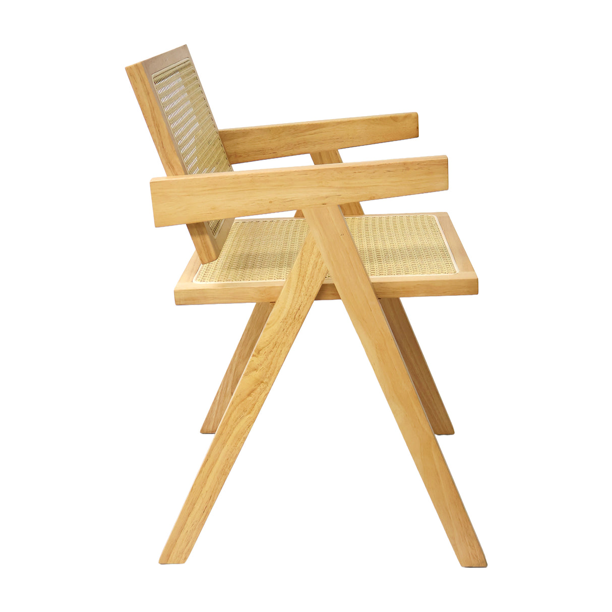 Set X4 Sillas Buganvilia en Madera de Arce con Asiento y Respaldo Tejidos en Ratán