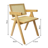 Set X4 Sillas Buganvilia en Madera de Arce con Asiento y Respaldo Tejidos en Ratán