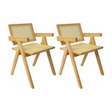 Set X2 Silla Buganvilia en Madera de Arce con Asiento y Respaldo Tejidos en Ratán