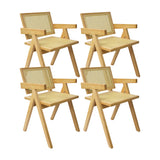 Set X4 Sillas Buganvilia en Madera de Arce con Asiento y Respaldo Tejidos en Ratán