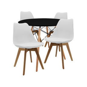 Comedor 4 Puestos Redondo Negro Joly Blancas Boxbit