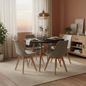 Comedor 4 Puestos Redondo Negro Joly Grises Boxbit
