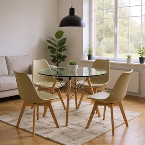 Comedor 4 Puestos Redondo Cristal Joly Boxbit