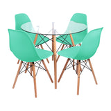 Comedor Redondo Tapa Vidrio más 4 sillas DKR Tipo Eames BoxBit