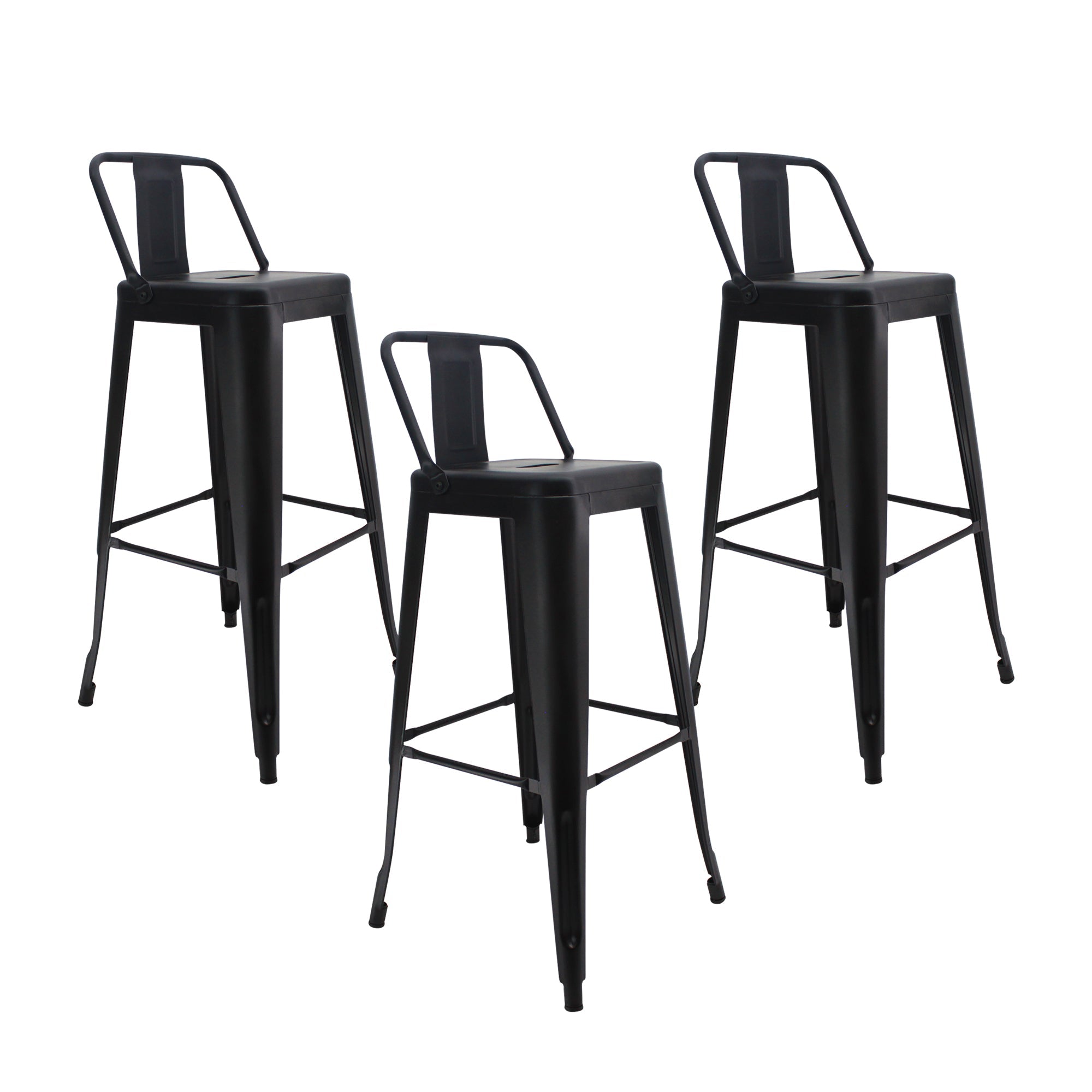 Set x 3 Butacos Bar Altos TITAN Tipo Tolix Negros BoxBit