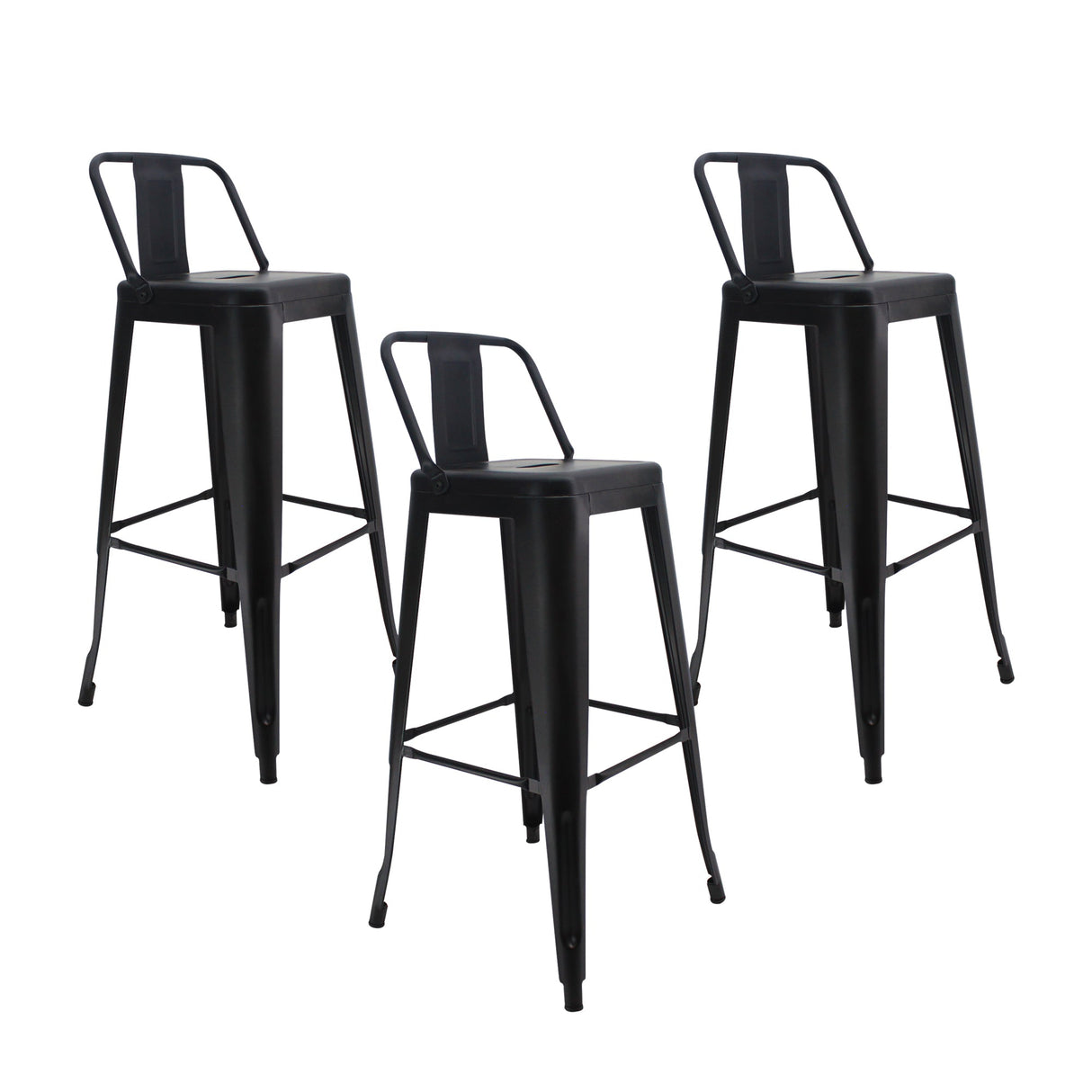 Set x 3 Butacos Bar Altos TITAN Tipo Tolix Negros BoxBit