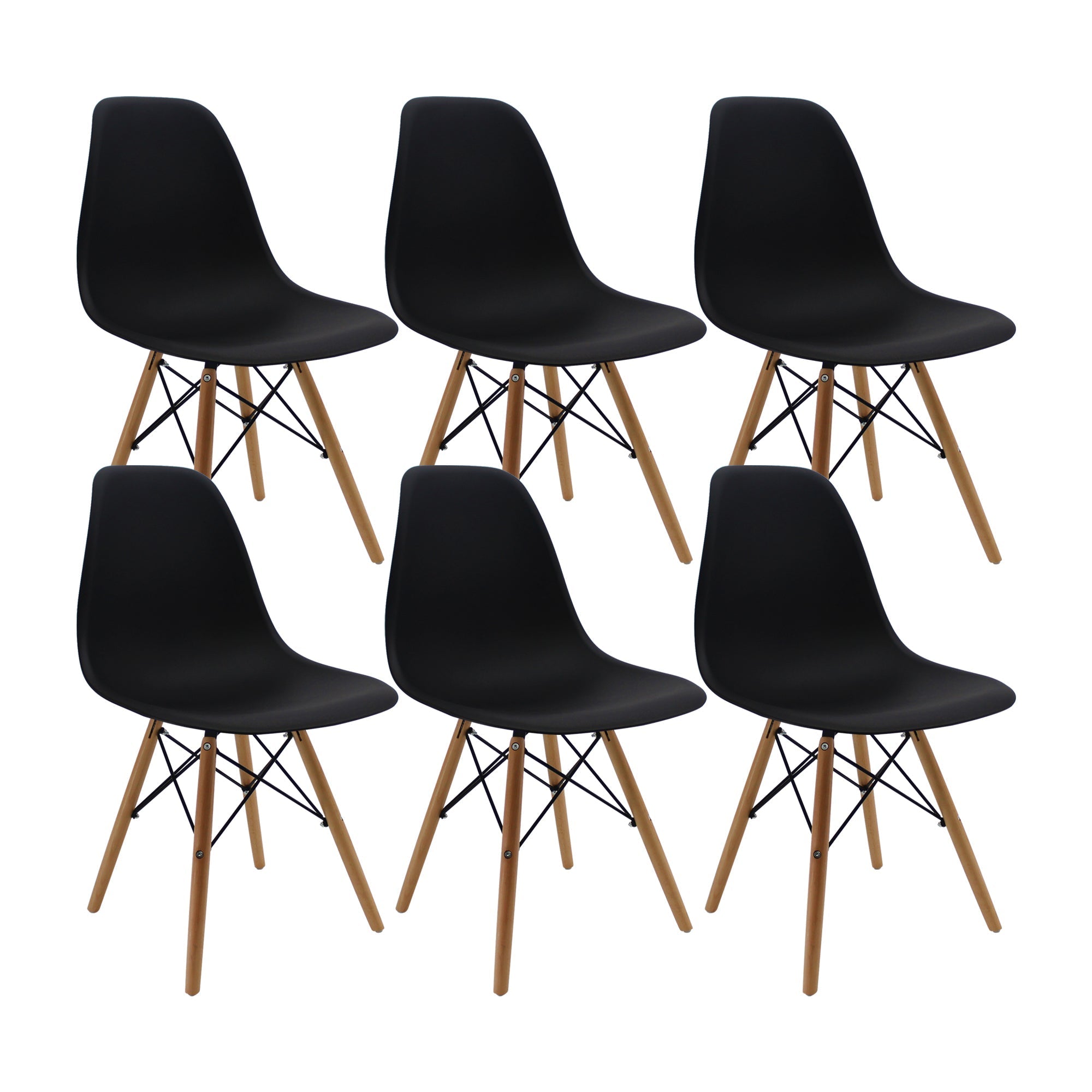SET X 6 SILLAS DKR TIPO EAMES NEGRAS BOXBIT