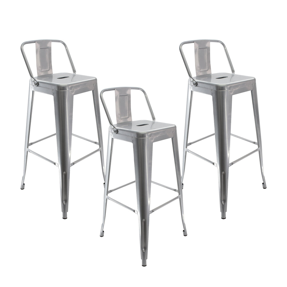 Set x 3 Butacos Bar Altos TITAN Tipo Tolix Gris BoxBit