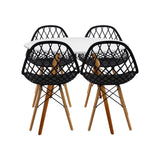 COMEDOR REDONDO TAPA BLANCA MÁS 4 SILLAS KAILA NEGRAS
