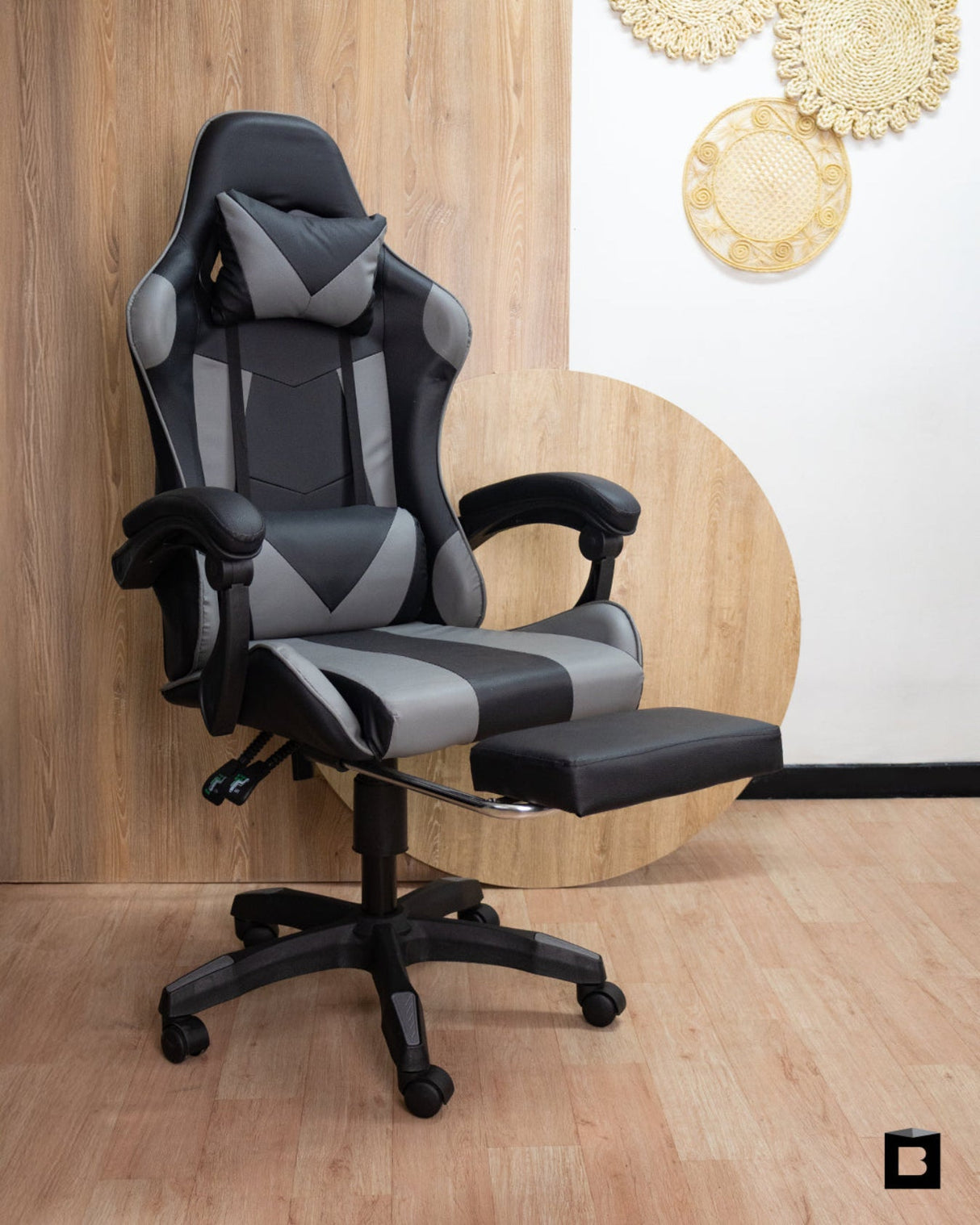 SILLA GAMER HAWKER GRIS BOXBIT CON REPOSA PIES