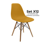 SET X 12 SILLAS DKR TIPO EAMES AZAFRAN SURTIDO BOXBIT