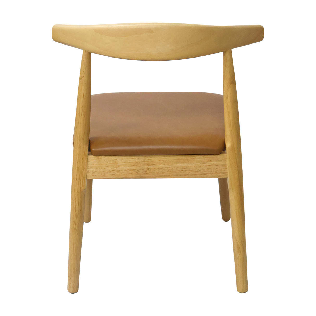 Silla Amapola de Madera Natural con Asiento Tapizado en Ecocuero Café