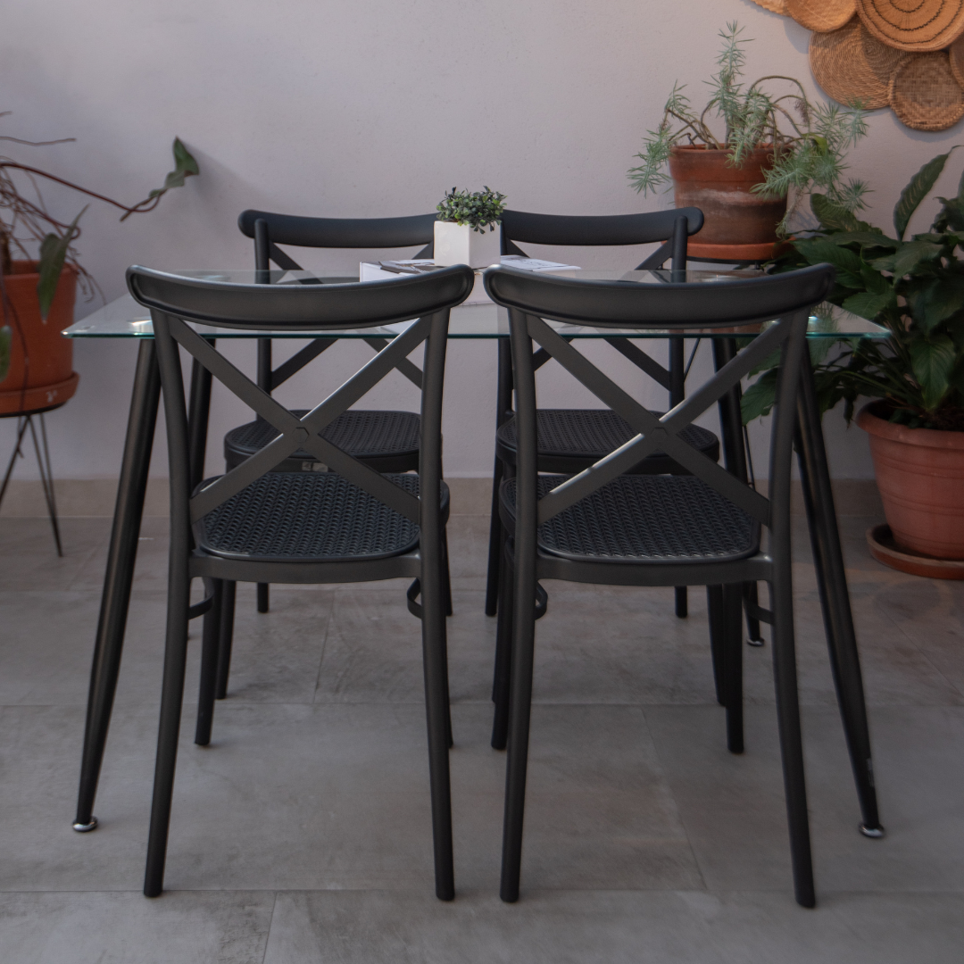 SET X 4 SILLAS PLATS NEGRA COMPLETA BOXBIT