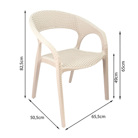 Set x4 Silla Exterior Ratan Curve Beige Boxbit