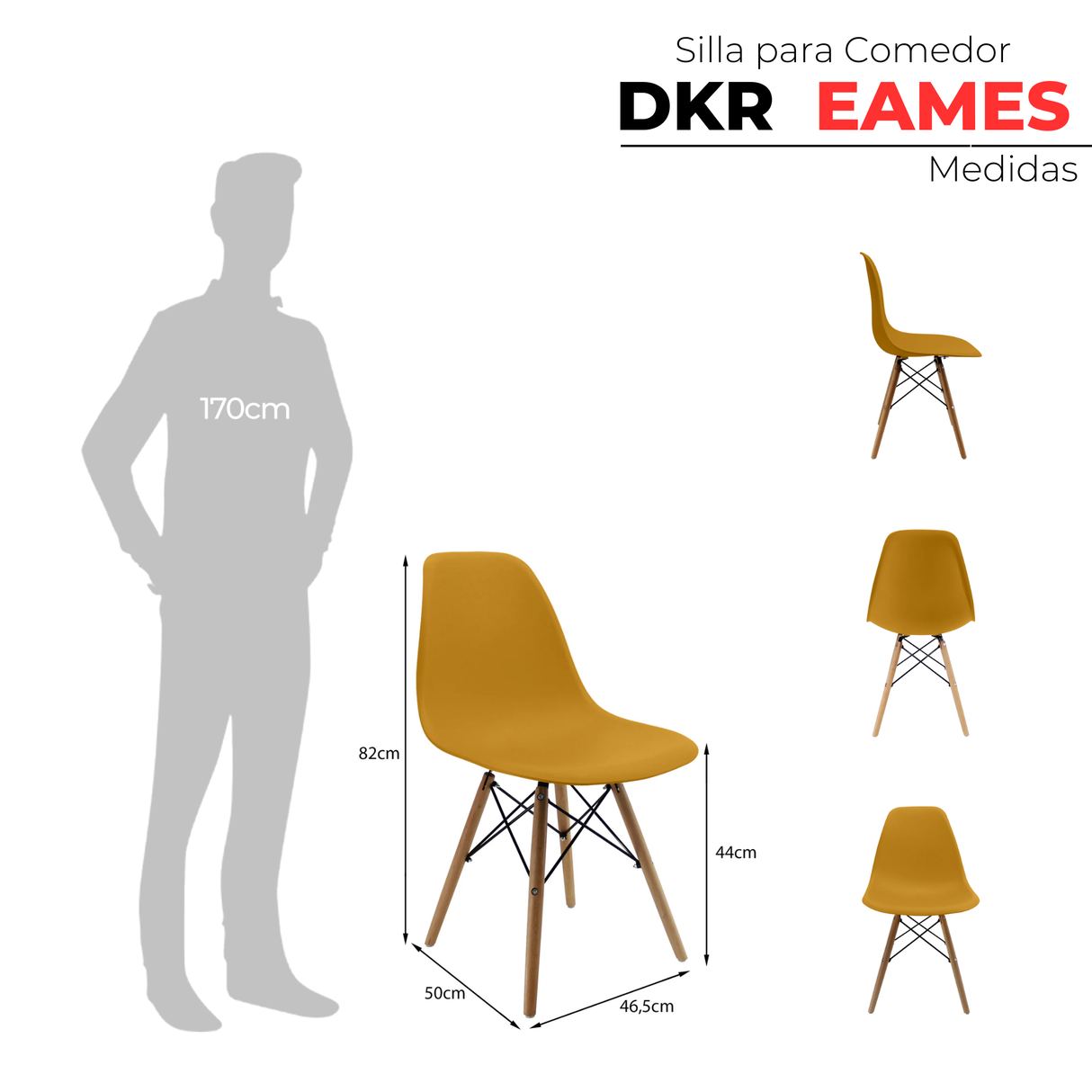 SET X 4 SILLAS DKR TIPO EAMES AZAFRÁN BOXBIT