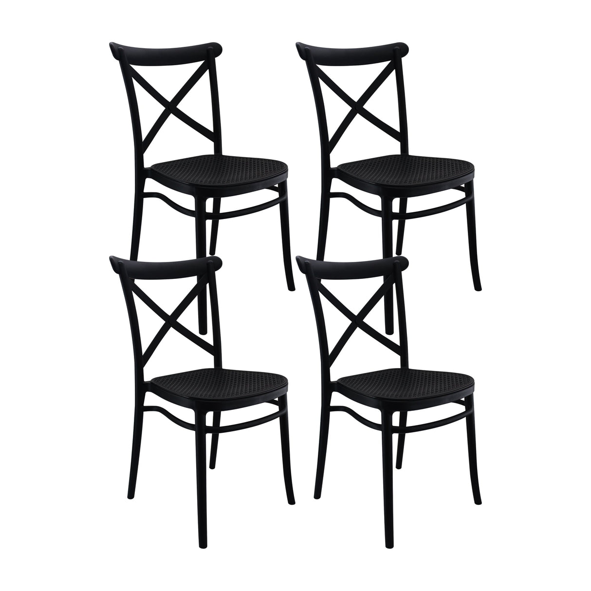 SET X 4 SILLAS PLATS NEGRA COMPLETA BOXBIT