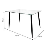 Comedor Rectangular Tapa Vidrio más 4 Sillas Munich Negras