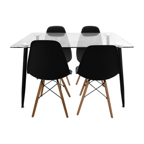 Comedor Rectangular Vidrio Eames Negras vista lateral — Boxbit