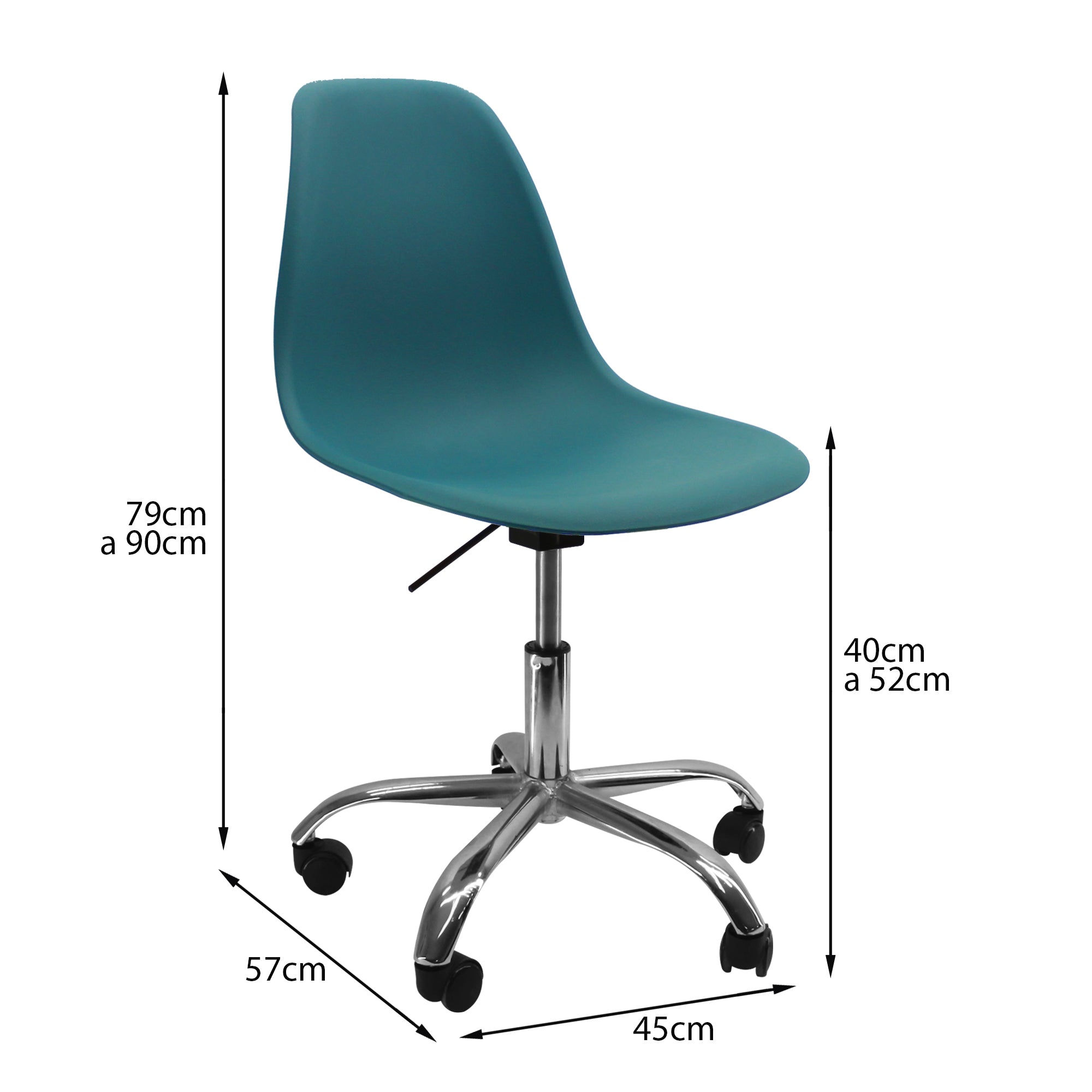 SILLA DKR CON RUEDAS TIPO EAMES AZUL PETRÓLEO BOXBIT