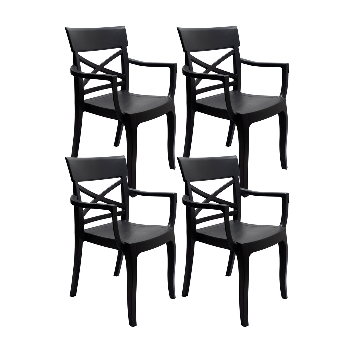 Set de 4 Sillas Exterior Florencia Con Brazos - Grafito