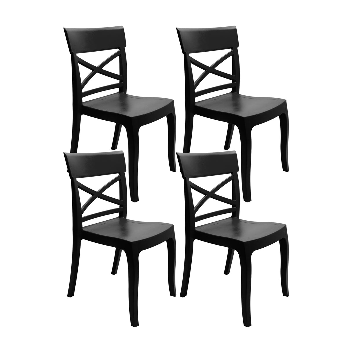 Set de 4 Sillas Exterior Florencia Sin Brazos - Grafito