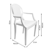 SILLA EXTERIOR GHOSTE CON BRAZOS BLANCA