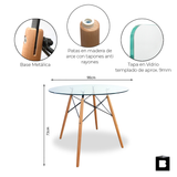 COMEDOR 4 PUESTOS RENDONDO CRISTAL/EAMES