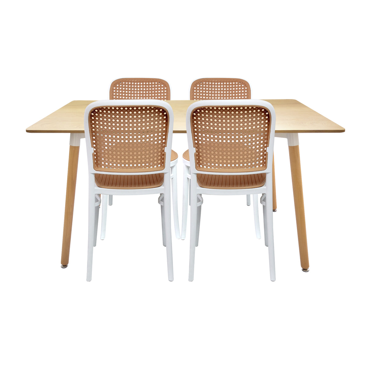 COMEDOR RECTANGULAR BRAVUS MÁS 4 SILLAS AMIS BLANCAS