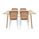 COMEDOR RECTANGULAR BRAVUS MÁS 4 SILLAS AMIS BLANCAS