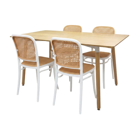 COMEDOR RECTANGULAR BRAVUS MÁS 4 SILLAS AMIS BLANCAS