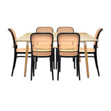 COMEDOR RECTANGULAR BRAVUS MÁS 6 SILLAS AMIS NEGRAS