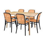 COMEDOR RECTANGULAR BRAVUS MÁS 6 SILLAS AMIS NEGRAS