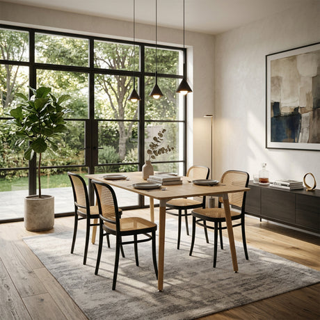COMEDOR RECTANGULAR BRAVUS MÁS 4 SILLAS AMIS NEGRAS