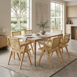 Comedor Lyra con 6 Sillas Buganvilia | Mesa de Cerámica y Sillas de Madera de Arce