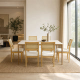 Comedor Lyra con 6 Sillas Dalia Gris | Mesa de Cerámica y Sillas de Madera de Arce