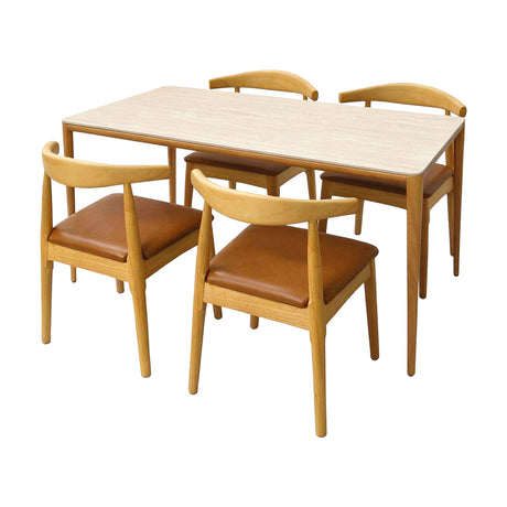 Comedor Lyra con 4 Sillas Amapola | Mesa de Cerámica y Sillas Tapizadas