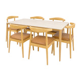 Comedor Lyra con 6 Sillas Amapola | Mesa de Cerámica y Sillas Tapizadas