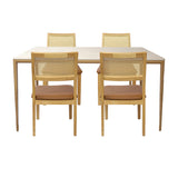 Comedor Lyra con 4 Sillas Dalia Caramelo | Mesa de Cerámica y Sillas de Madera de Arce