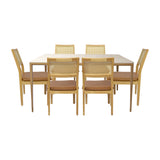 Comedor Lyra con 6 Sillas Dalia Caramelo | Mesa de Cerámica y Sillas de Madera de Arce