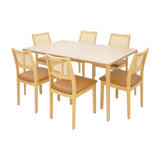 Comedor Lyra con 6 Sillas Dalia Caramelo | Mesa de Cerámica y Sillas de Madera de Arce